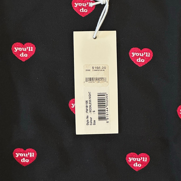 Zoe Karssen You'll Do Heart Sweatshirt in Moonless Night Black Size S NWT $155 - Picture 8 of 8